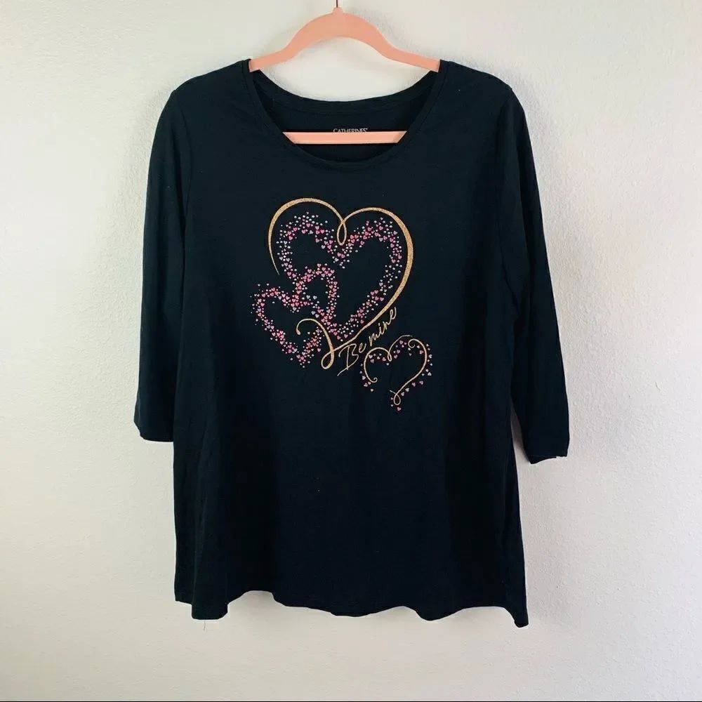 Catherine’s 3/4 Sleeve Be Mine Heart Tee